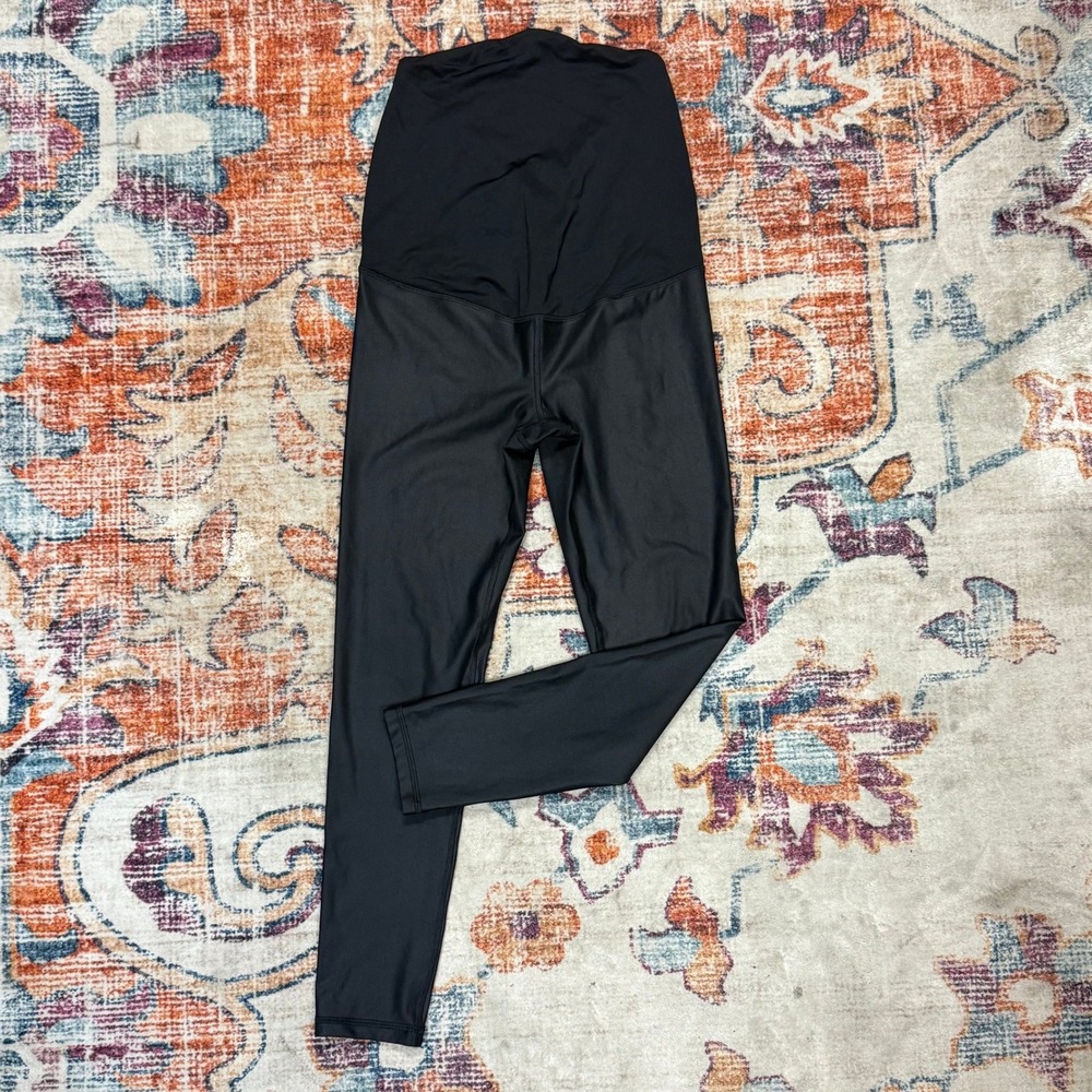 Isabel by Ingrid & Isabel Black Faux Leather‎ Maternity Leggings Small 029041048